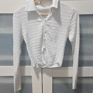 White Textured Women's Top